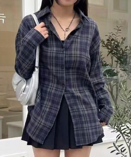 Lots of Love(ロッツオブラブ)の「ネルチェックシャツ(シャツ/ブラウス・レディース・ブラック/ネイビー/レッド/ブラウン・M)」の13枚目の写真