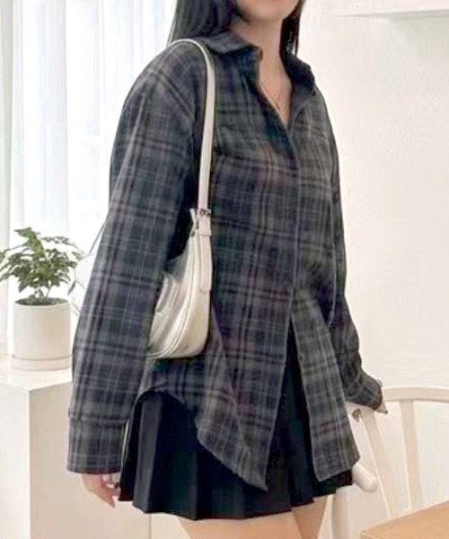 Lots of Love(ロッツオブラブ)の「ネルチェックシャツ(シャツ/ブラウス・レディース・ブラック/ネイビー/レッド/ブラウン・M)」の12枚目の写真