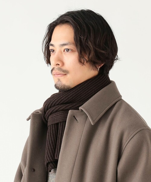 B:MING by BEAMS(ビーミングバイビームス)の「リブ マフラー(ユニセックス)(マフラー・メンズ・ダークブラウン/ブラック・ONE SIZE)」の4枚目の写真