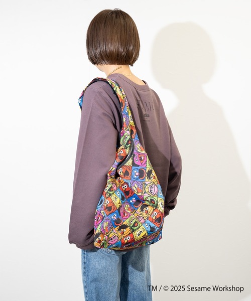 FRUIT OF THE LOOM（フルーツオブザルーム）の「SESAME STREET×FTL エコバッグ / セサミグラフィック / コンパクト（エコバッグ/サブバッグ・メンズ・パープル/ライトグレー/アイボリー・FREE）」の4枚目の写真