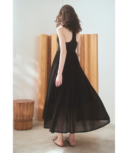 Estella.K(エステラケー)の「【Michiko Yamawaki×Estella.K】Ribbed & Sheer Jersey Dress リブ&シアーカットドレス(ワンピース・レディース・ブラウン/イエロー/ブラック・FREE)」の2枚目の写真