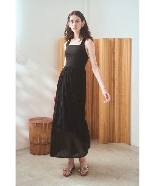 Estella.K(エステラケー)の「【Michiko Yamawaki×Estella.K】Ribbed & Sheer Jersey Dress リブ&シアーカットドレス(ワンピース・レディース・ブラウン/イエロー/ブラック・FREE)」の6枚目の写真