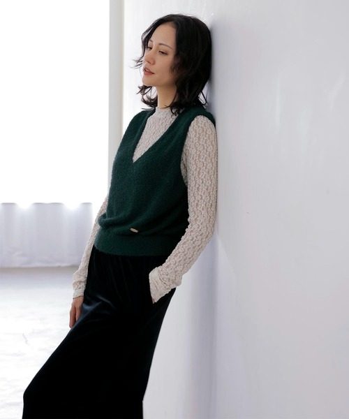 Jines（ジネス）の「オーガニックシュリンクレースロンT（Tシャツ/カットソー・レディース・ホワイト/ベージュ/チャコールグレー・38）」の7枚目の写真