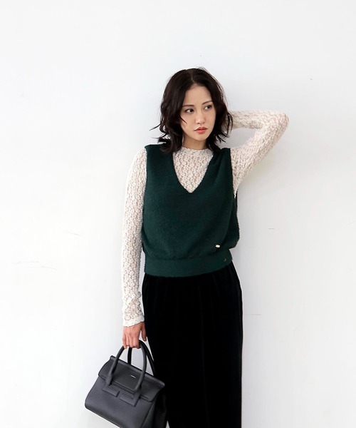 Jines（ジネス）の「オーガニックシュリンクレースロンT（Tシャツ/カットソー・レディース・ホワイト/ベージュ/チャコールグレー・38）」の6枚目の写真