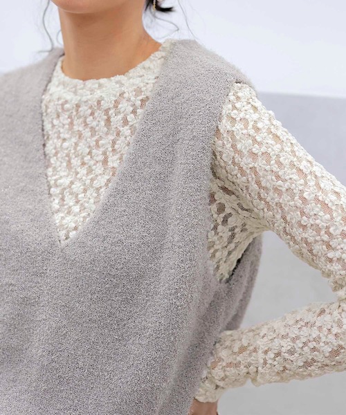 Jines（ジネス）の「オーガニックシュリンクレースロンT（Tシャツ/カットソー・レディース・ホワイト/ベージュ/チャコールグレー・38）」の11枚目の写真