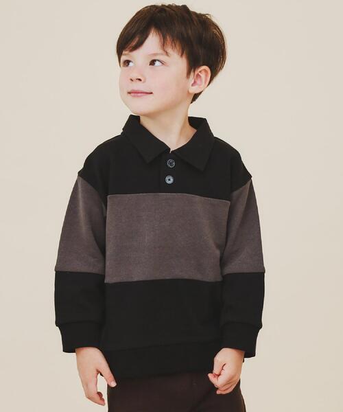 THE SHOP TK （ザ ショップ ティーケー ）の「【110-160】バイカラーラガー裏毛プルオーバー（Tシャツ/カットソー・キッズ・アイボリー系4/ブラック系4/ダークブラウン系4・12/11/16/15 /14/13）」の2枚目の写真