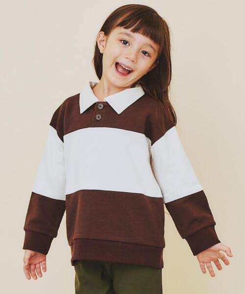 THE SHOP TK （ザ ショップ ティーケー ）の「【110-160】バイカラーラガー裏毛プルオーバー（Tシャツ/カットソー・キッズ・アイボリー系4/ブラック系4/ダークブラウン系4・12/11/16/15 /14/13）」の4枚目の写真