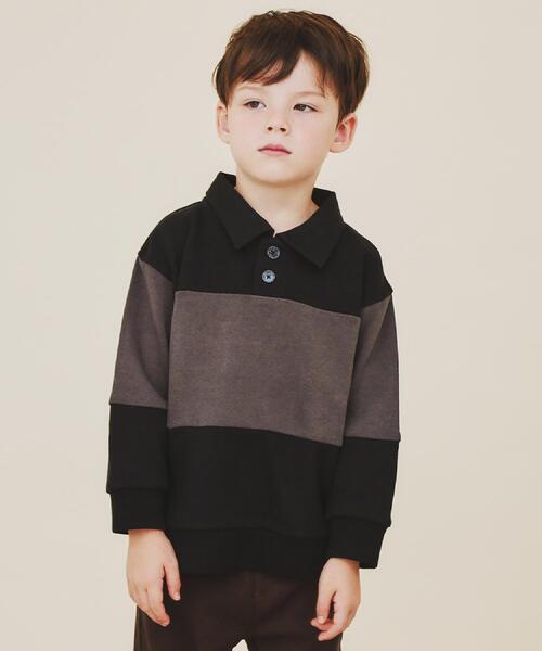 THE SHOP TK （ザ ショップ ティーケー ）の「【110-160】バイカラーラガー裏毛プルオーバー（Tシャツ/カットソー・キッズ・アイボリー系4/ブラック系4/ダークブラウン系4・12/11/16/15 /14/13）」の9枚目の写真