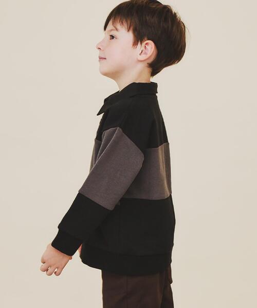 THE SHOP TK （ザ ショップ ティーケー ）の「【110-160】バイカラーラガー裏毛プルオーバー（Tシャツ/カットソー・キッズ・アイボリー系4/ブラック系4/ダークブラウン系4・12/11/16/15 /14/13）」の10枚目の写真