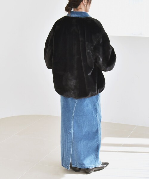 セール】quaranciel: フェイクファー ノーカラー ショート ジャケット