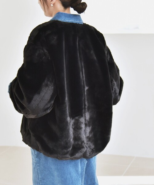 quaranciel: フェイクファー ノーカラー ショート ジャケット（その他