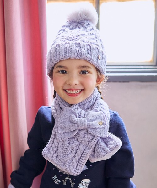 ANY(エニィ)の「ケーブルニット帽(ニットキャップ/ビーニー・キッズ・ライラック系/ピンク系・56/54)」の5枚目の写真