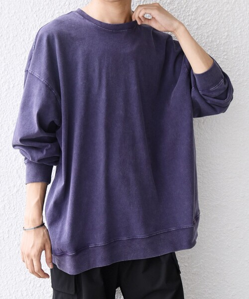 SHIPS any（シップス エニィ）の「ONEITA: ケミカルウォッシュ サイド ポケット リラックス Tシャツ(ロンT)（Tシャツ/カットソー・メンズ・グレー/ブラック/ホワイト/ブラウン/レッド/ネイビー・MEDIUM/LARGE/X-LARGE）」の5枚目の写真