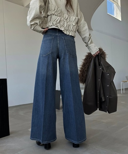 Healthy denim（ヘルシーデニム）の「【Healthy Denim × WILLFULLY】"Harmonia" waist frill wide denim PT（デニムパンツ・レディース・ブルー・XS/S/M）」の3枚目の写真