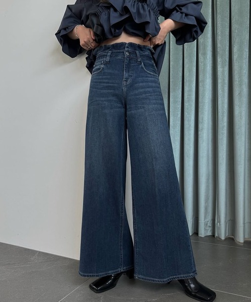 Healthy denim（ヘルシーデニム）の「【Healthy Denim × WILLFULLY】"Harmonia" waist frill wide denim PT（デニムパンツ・レディース・ブルー・XS/S/M）」の9枚目の写真