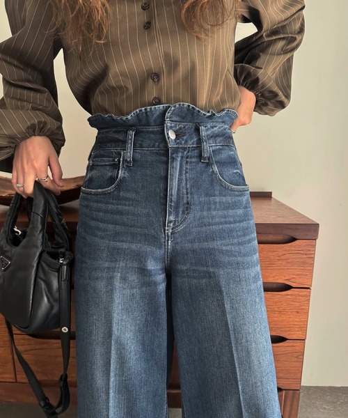 Healthy denim（ヘルシーデニム）の「【Healthy Denim × WILLFULLY】"Harmonia" waist frill wide denim PT（デニムパンツ・レディース・ブルー・XS/S/M）」の14枚目の写真