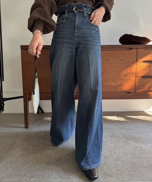 Healthy denim（ヘルシーデニム）の「【Healthy Denim × WILLFULLY】"Harmonia" waist frill wide denim PT（デニムパンツ・レディース・ブルー・XS/S/M）」の17枚目の写真