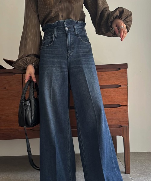 Healthy denim（ヘルシーデニム）の「【Healthy Denim × WILLFULLY】"Harmonia" waist frill wide denim PT（デニムパンツ・レディース・ブルー・XS/S/M）」の16枚目の写真