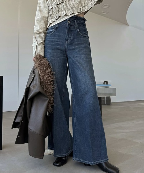 Healthy denim（ヘルシーデニム）の「【Healthy Denim × WILLFULLY】"Harmonia" waist frill wide denim PT（デニムパンツ・レディース・ブルー・XS/S/M）」の2枚目の写真