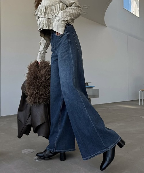 Healthy denim（ヘルシーデニム）の「【Healthy Denim × WILLFULLY】"Harmonia" waist frill wide denim PT（デニムパンツ・レディース・ブルー・XS/S/M）」の8枚目の写真