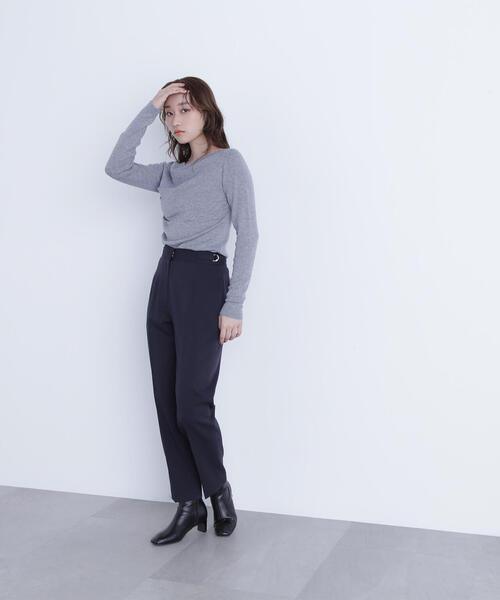 NATURAL BEAUTY BASIC（ナチュラルビューティーベーシック）の「◇ドレープコンパクトニット（ニット/セーター・レディース・ダークブラウン/ネイビー/グレー・FREE）」の4枚目の写真