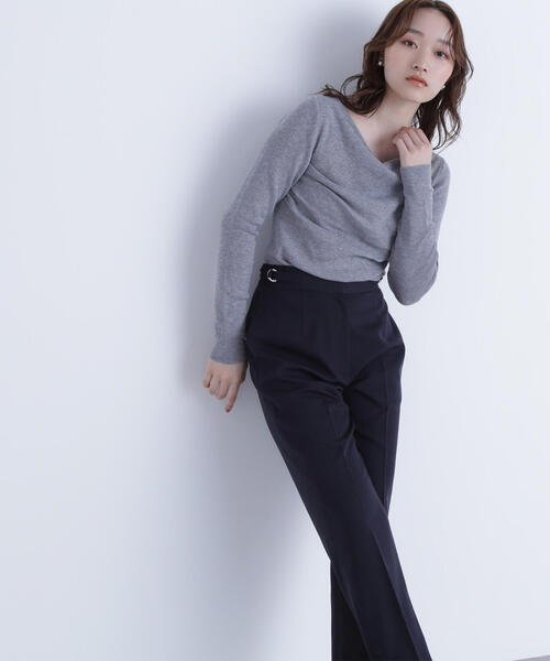 NATURAL BEAUTY BASIC（ナチュラルビューティーベーシック）の「◇ドレープコンパクトニット（ニット/セーター・レディース・ダークブラウン/ネイビー/グレー・FREE）」の5枚目の写真