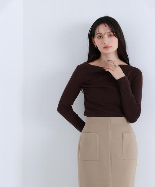 NATURAL BEAUTY BASIC（ナチュラルビューティーベーシック）の「◇ドレープコンパクトニット（ニット/セーター・レディース・ダークブラウン/ネイビー/グレー・FREE）」の22枚目の写真