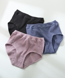 nissen（ニッセン）の「【綿と暮らす】オーガニックコットン100％リブ　お腹らくちんショーツ３枚組（ショーツ）」