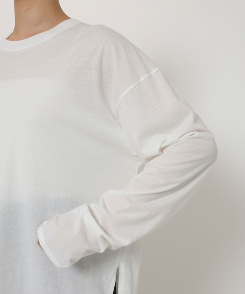 BABYLONE(バビロン)の「コットンカシミヤ天竺ロンT(Tシャツ/カットソー・レディース・チャコール/ホワイト・フリー)」の9枚目の写真