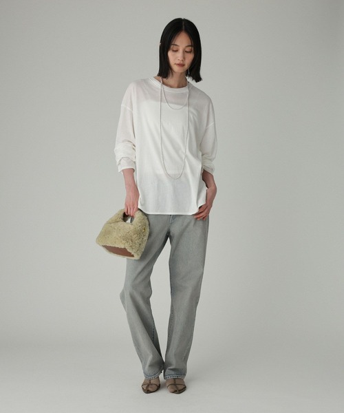 BABYLONE(バビロン)の「コットンカシミヤ天竺ロンT(Tシャツ/カットソー・レディース・チャコール/ホワイト・フリー)」の20枚目の写真