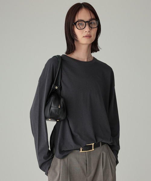 BABYLONE(バビロン)の「コットンカシミヤ天竺ロンT(Tシャツ/カットソー・レディース・チャコール/ホワイト・フリー)」の13枚目の写真
