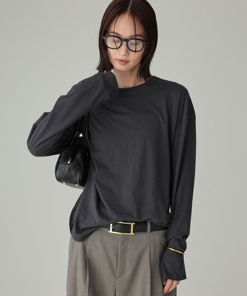 BABYLONE(バビロン)の「コットンカシミヤ天竺ロンT(Tシャツ/カットソー・レディース・チャコール/ホワイト・フリー)」の15枚目の写真