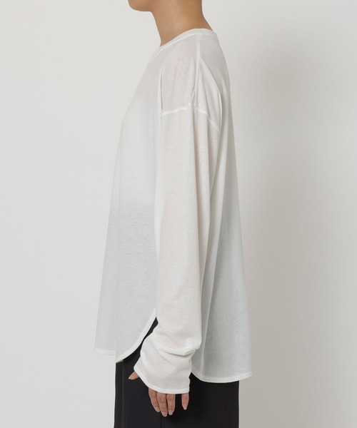 BABYLONE(バビロン)の「コットンカシミヤ天竺ロンT(Tシャツ/カットソー・レディース・チャコール/ホワイト・フリー)」の6枚目の写真