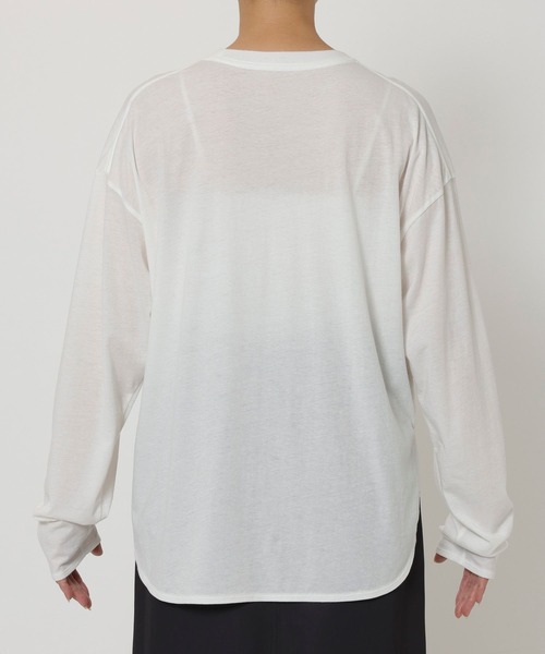 BABYLONE(バビロン)の「コットンカシミヤ天竺ロンT(Tシャツ/カットソー・レディース・チャコール/ホワイト・フリー)」の4枚目の写真