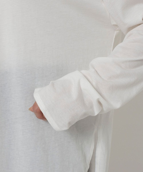 BABYLONE(バビロン)の「コットンカシミヤ天竺ロンT(Tシャツ/カットソー・レディース・チャコール/ホワイト・フリー)」の5枚目の写真