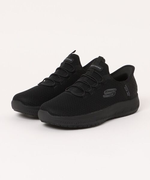 SKECHERS(スケッチャーズ)の「【SKECHERS】スケッチャーズ Slip-ins Work : Summits SR - Enslee(スリップインズ ワーク:サミッツ SR - エンスリー)スリッポンスニーカー ワイドフィット 108144W(スニーカー・レディース・ブラック×ブラック・22.5cm/23.5cm/24.0cm/24.5cm/25.0cm)」の1枚目の写真