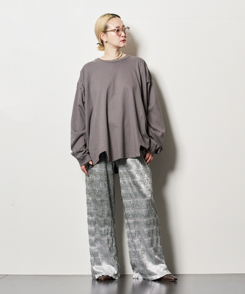 OLD PARK(オールドパーク)の「OLD PARK BAGGY L/S TEE OPLT-01:カットソー(Tシャツ/カットソー・レディース・チャコールグレー/ホワイト・MEDIUM)」の5枚目の写真