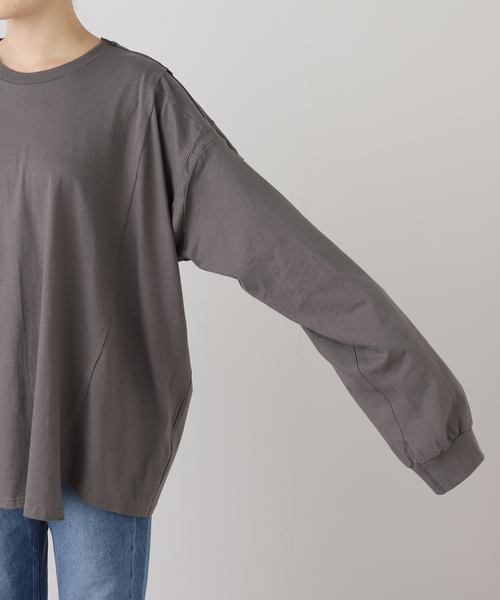 OLD PARK(オールドパーク)の「OLD PARK BAGGY L/S TEE OPLT-01:カットソー(Tシャツ/カットソー・レディース・チャコールグレー/ホワイト・MEDIUM)」の10枚目の写真