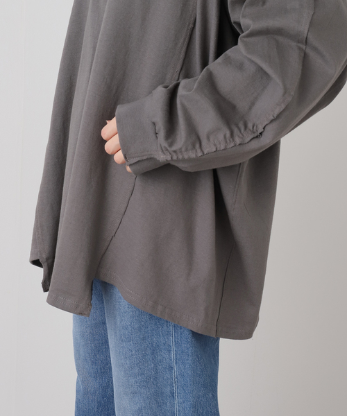 OLD PARK(オールドパーク)の「OLD PARK BAGGY L/S TEE OPLT-01:カットソー(Tシャツ/カットソー・レディース・チャコールグレー/ホワイト・MEDIUM)」の11枚目の写真