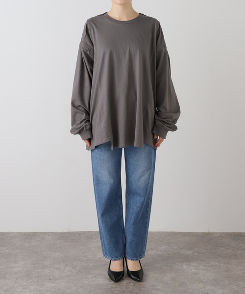 OLD PARK(オールドパーク)の「OLD PARK BAGGY L/S TEE OPLT-01:カットソー(Tシャツ/カットソー・レディース・チャコールグレー/ホワイト・MEDIUM)」の17枚目の写真