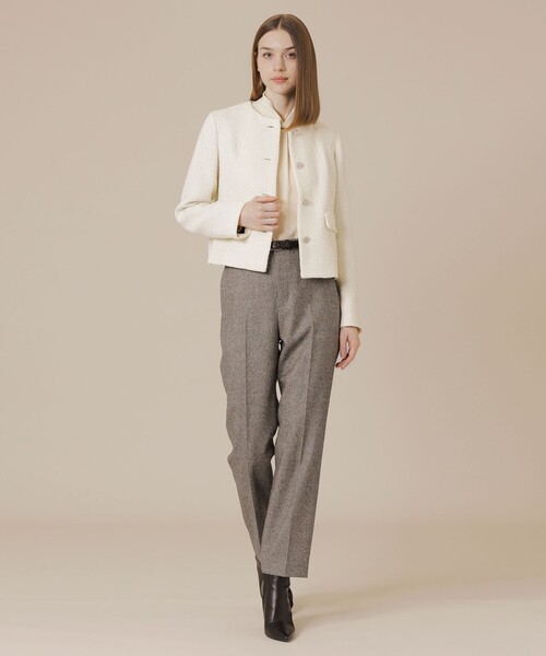 セール】ベルベットヤーンツイードジャケット（ノーカラージャケット