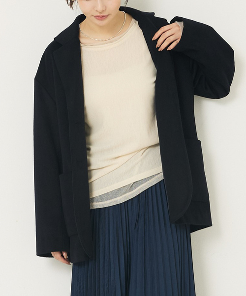 abahouse mavie（アバハウスマヴィ）の「ジャケットコート（チェスターコート・レディース・ブラック/ダークネイビー・フリー）」の2枚目の写真