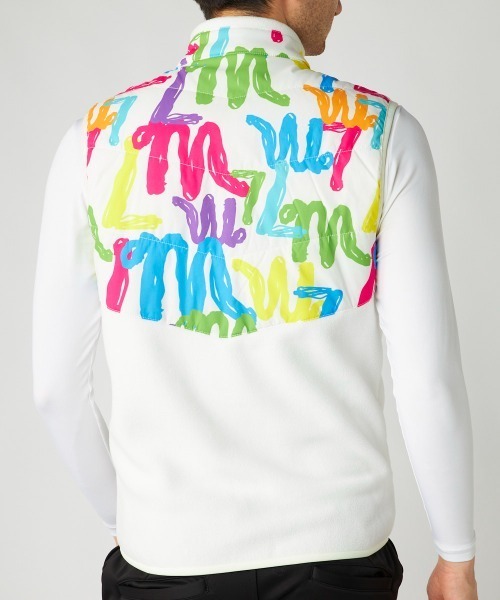 Loudmouth(ラウドマウス)の「LOUDMOUTH ラウドマウス ゴルフウェア 中綿入り ストレッチ 総柄 ハイネック フルジップ フリースベスト(ベスト・メンズ・オレンジ系その他/ブラック系その他/ホワイト系その他・L/M/3L/LL)」の6枚目の写真