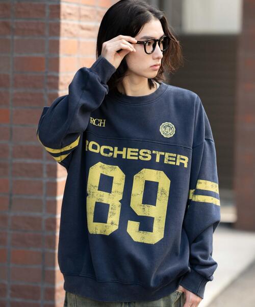 WEGO（ウィゴー）の「WEGO/【25年秋冬新作】ケミカルウォッシュナンバリングプルオーバー（スウェット・メンズ・ネイビー/レッド/ブラック系その他・MEDIUM/LARGE）」の2枚目の写真