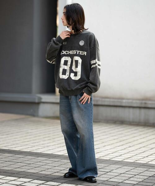 WEGO（ウィゴー）の「WEGO/【25年秋冬新作】ケミカルウォッシュナンバリングプルオーバー（スウェット・メンズ・ネイビー/レッド/ブラック系その他・MEDIUM/LARGE）」の19枚目の写真