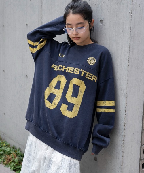 WEGO（ウィゴー）の「WEGO/【25年秋冬新作】ケミカルウォッシュナンバリングプルオーバー（スウェット・メンズ・ネイビー/レッド/ブラック系その他・MEDIUM/LARGE）」の10枚目の写真