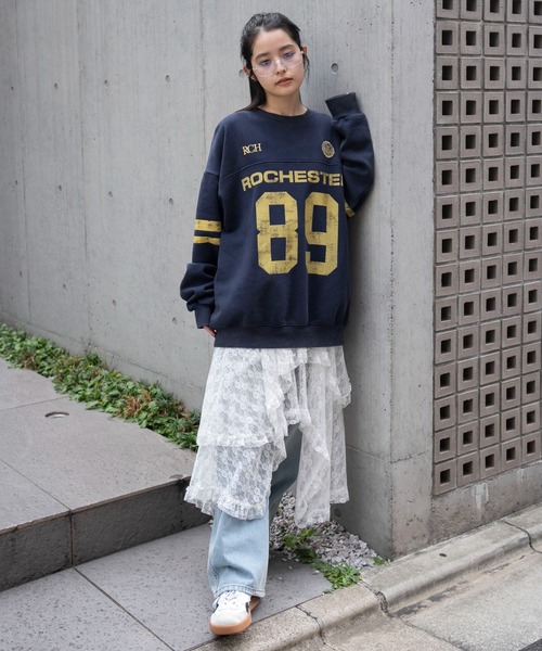 WEGO（ウィゴー）の「WEGO/【25年秋冬新作】ケミカルウォッシュナンバリングプルオーバー（スウェット・メンズ・ネイビー/レッド/ブラック系その他・MEDIUM/LARGE）」の13枚目の写真