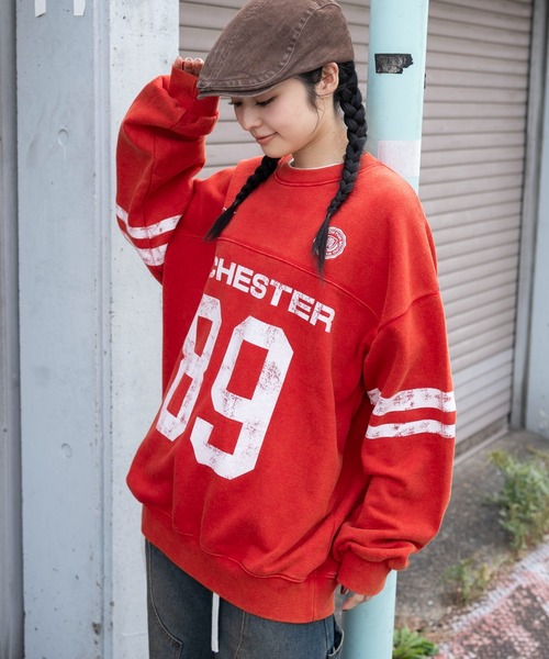 WEGO（ウィゴー）の「WEGO/【25年秋冬新作】ケミカルウォッシュナンバリングプルオーバー（スウェット・メンズ・ネイビー/レッド/ブラック系その他・MEDIUM/LARGE）」の15枚目の写真