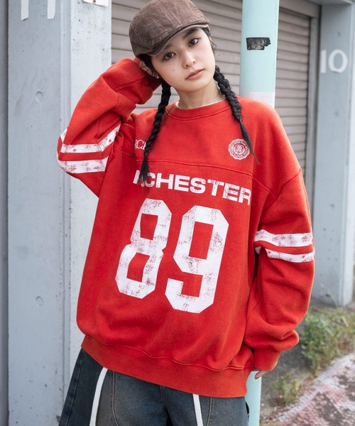 WEGO（ウィゴー）の「WEGO/【25年秋冬新作】ケミカルウォッシュナンバリングプルオーバー（スウェット・メンズ・ネイビー/レッド/ブラック系その他・MEDIUM/LARGE）」の16枚目の写真