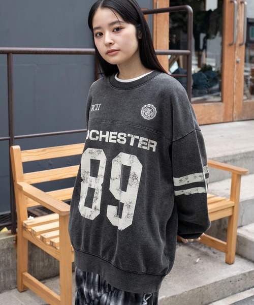 WEGO（ウィゴー）の「WEGO/【25年秋冬新作】ケミカルウォッシュナンバリングプルオーバー（スウェット・メンズ・ネイビー/レッド/ブラック系その他・MEDIUM/LARGE）」の7枚目の写真